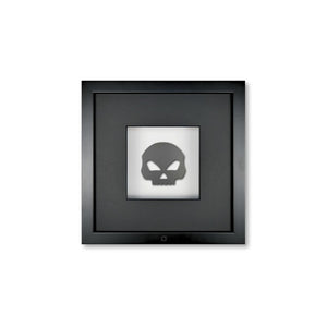 Quadratwerk Wandbild Pure Black Totenkopf 27cm - Rahmen Schwarz, Hintergrund Weiß, Passepartout Schwarz/Schwarz
