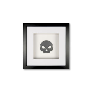 Quadratwerk Wandbild Pure Black Totenkopf 27cm - Rahmen Schwarz, Hintergrund Weiß, Passepartout Weiß/Weiß