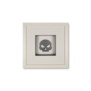 Quadratwerk Wandbild Pure Black Totenkopf 27cm - Rahmen Weiß, Hintergrund Weiß, Passepartout Weiß/Schwarz