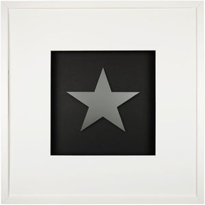 Quadratwerk Wandbild Pure Black Stern 58cm - Rahmen Weiß, Hintergrund Schwarz, Passepartout Weiß/Schwarz