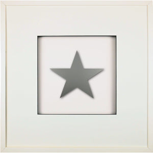 Quadratwerk Wandbild Pure Black Stern 58cm - Rahmen Weiß, Hintergrund Weiß, Passepartout Weiß/Schwarz