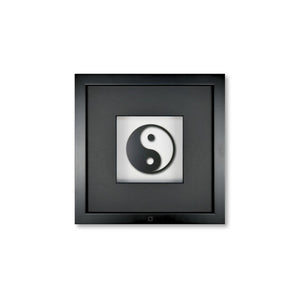Quadratwerk Wandbild Pure Black Yin & Yan 27cm - Rahmen Schwarz, Hintergrund Weiß, Passepartout Schwarz/Schwarz