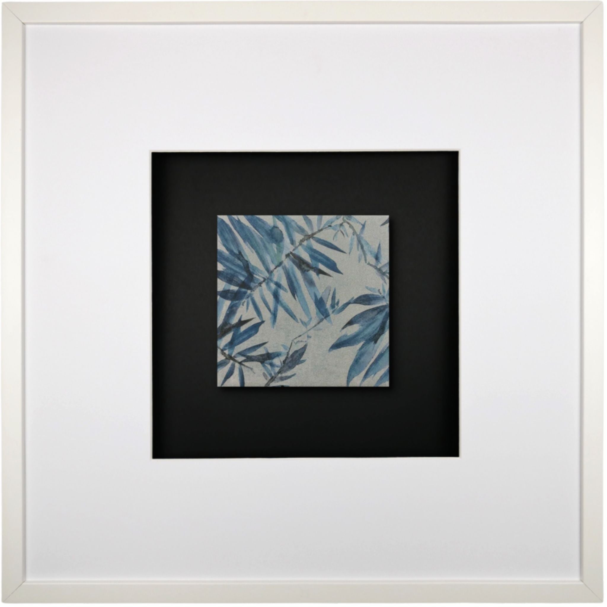 Quadratwerk Wandbild Signature Tile Empire 58m - Rahmen Weiß, Hintergrund Schwarz, Passepartout Weiß/Weiß