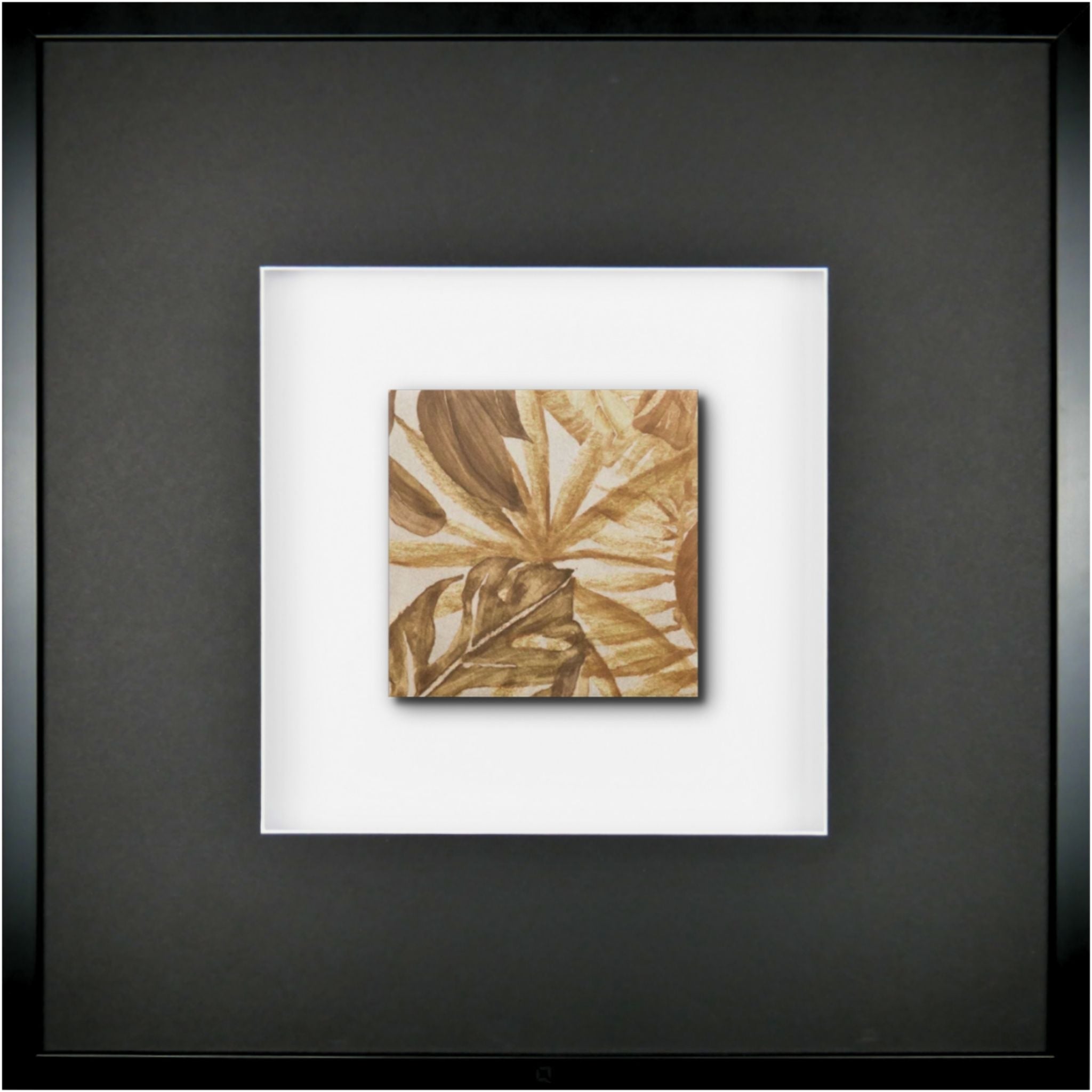 Quadratwerk Wandbild Signature Tile Terra 58m - Rahmen Schwarz, Hintergrund Weiß, Passepartout Schwarz/Weiß