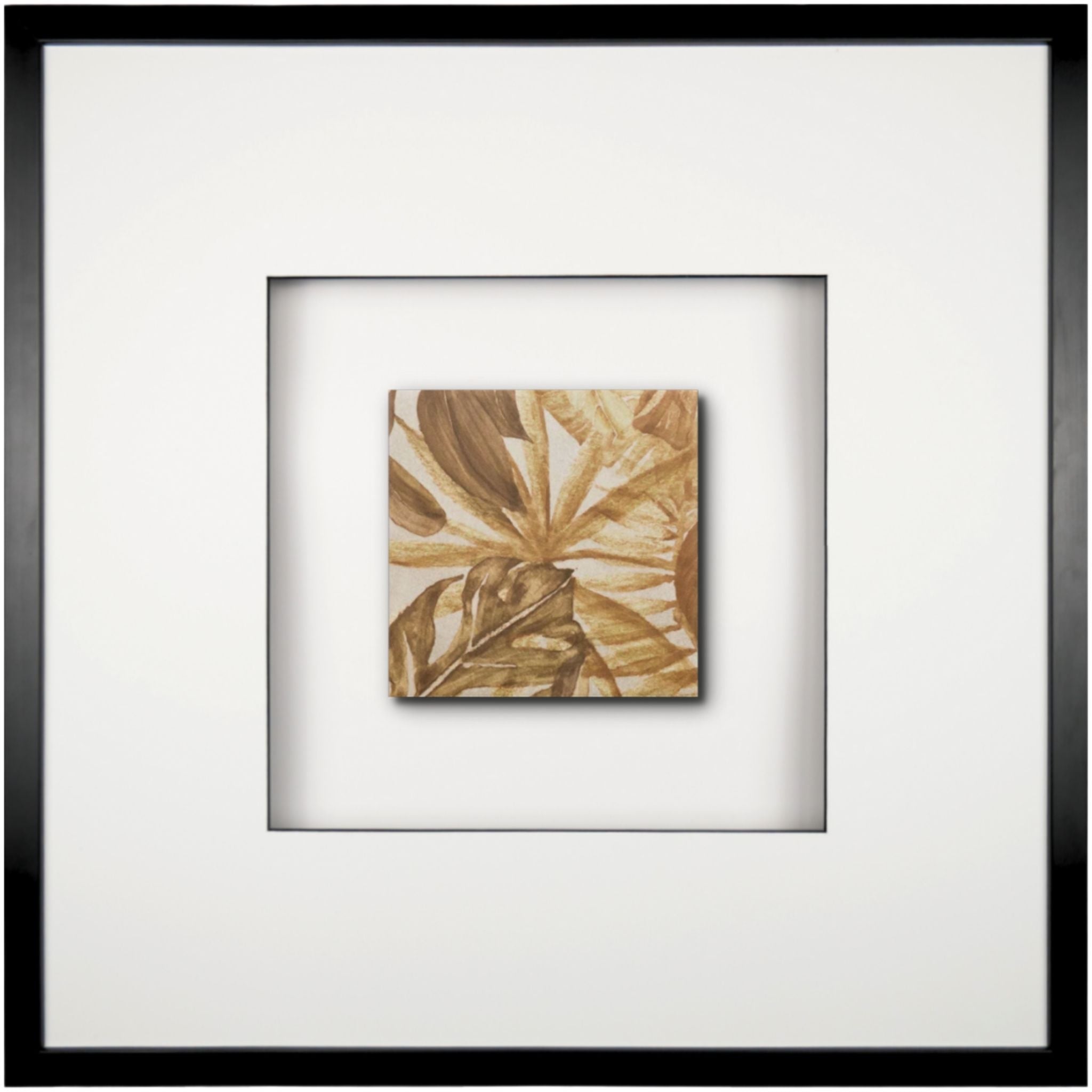 Quadratwerk Wandbild Signature Tile Terra 58m - Rahmen Schwarz, Hintergrund Weiß, Passepartout Weiß/Schwarz