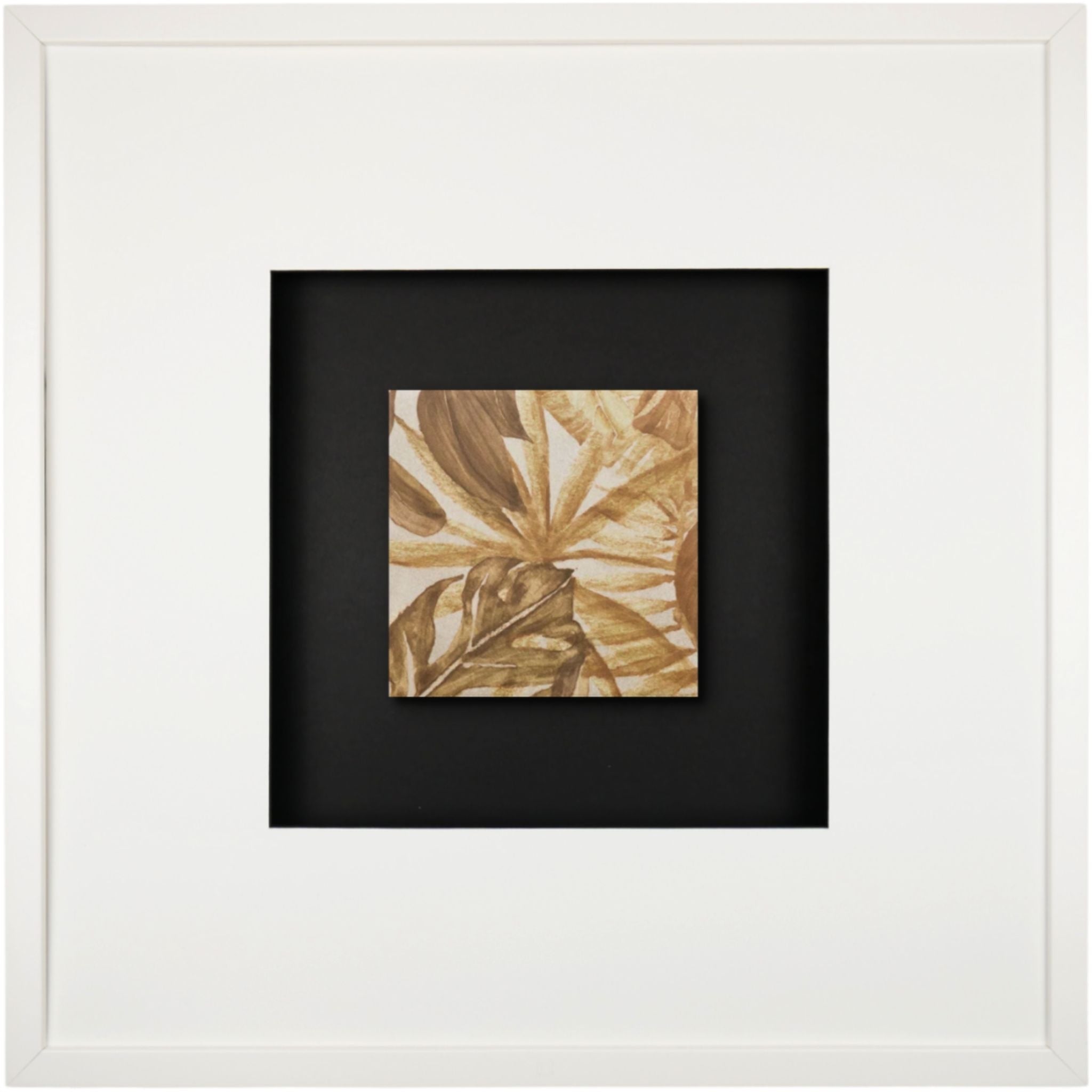 Quadratwerk Wandbild Signature Tile Terra 58m - Rahmen Weiß, Hintergrund Schwarz, Passepartout Weiß/Schwarz