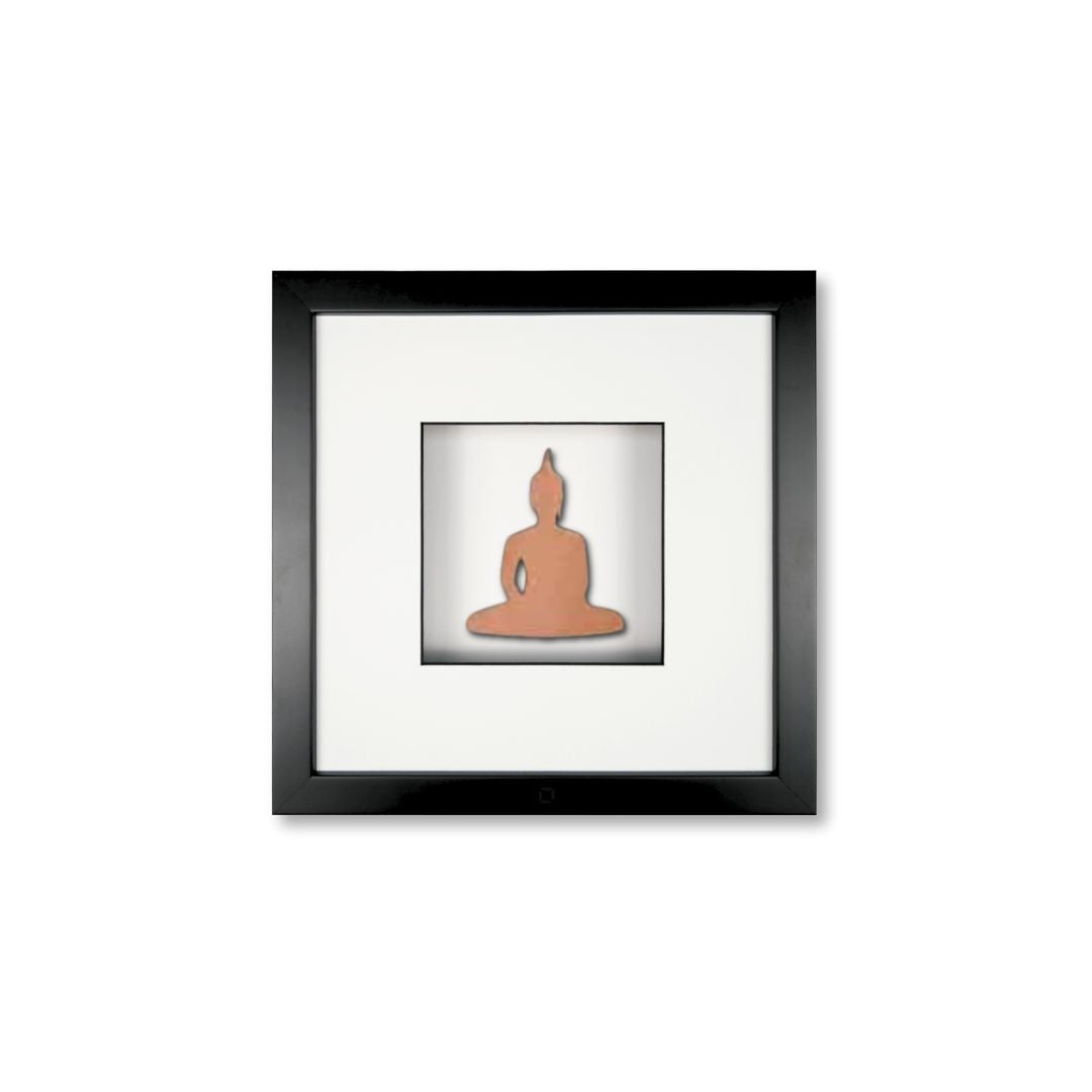Quadratwerk Wandbild Nahaufnahme Detailansicht Urban Rust Buddha 27cm - Rahmen Schwarz, Hintergrund Weiß, Passepartout Weiß/Schwarz