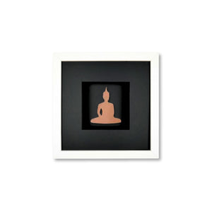 Quadratwerk Wandbild Nahaufnahme Detailansicht Urban Rust Buddha 27cm - Rahmen Weiß, Hintergrund Schwarz, Passepartout Schwarz/Schwarz