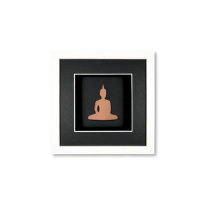 Quadratwerk Wandbild Nahaufnahme Detailansicht Urban Rust Buddha 27cm - Rahmen Weiß, Hintergrund Schwarz, Passepartout Schwarz/Weiß