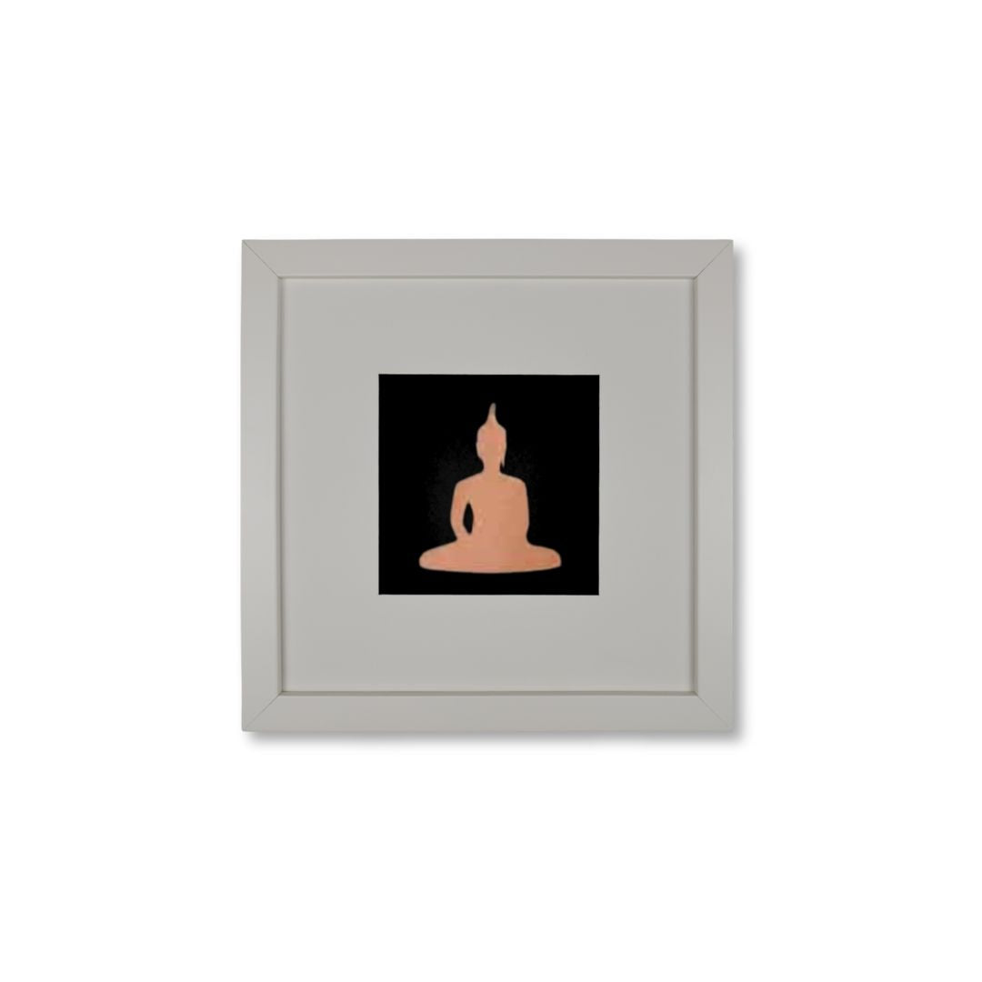 Quadratwerk Wandbild Nahaufnahme Detailansicht Urban Rust Buddha 27cm - Rahmen Weiß, Hintergrund Schwarz, Passepartout Weiß/Schwarz