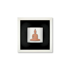 Quadratwerk Wandbild Nahaufnahme Detailansicht Urban Rust Buddha 27cm - Rahmen Weiß, Hintergrund Weiß, Passepartout Schwarz/Schwarz
