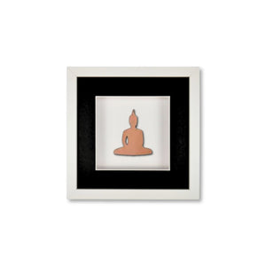 Quadratwerk Wandbild Nahaufnahme Detailansicht Urban Rust Buddha 27cm - Rahmen Weiß, Hintergrund Weiß, Passepartout Schwarz/Weiß