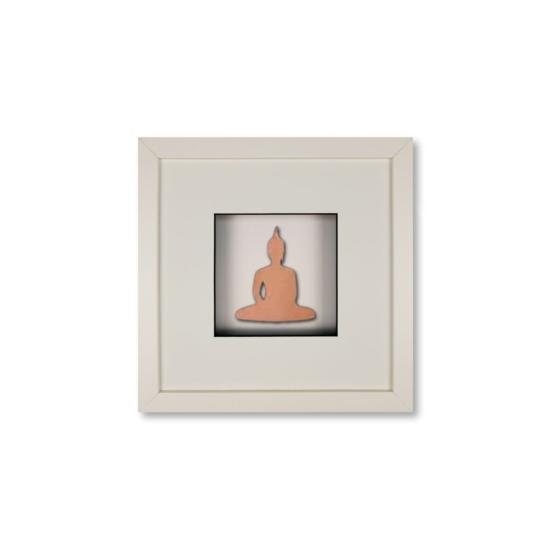 Quadratwerk Wandbild Nahaufnahme Detailansicht Urban Rust Buddha 27cm - Rahmen Weiß, Hintergrund Weiß, Passepartout Weiß/Schwarz