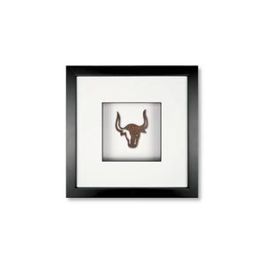 Quadratwerk Wandbild Nahaufnahme Urban Rust The Bull 27cm - Rahmen Schwarz, Hintergrund Weiß, Passepartout Weiß/Schwarz