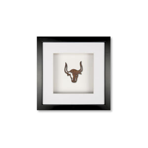 Quadratwerk Wandbild Nahaufnahme Urban Rust The Bull 27cm - Rahmen Schwarz, Hintergrund Weiß, Passepartout Weiß/Weiß