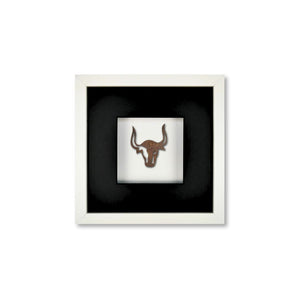 Quadratwerk Wandbild Nahaufnahme Urban Rust The Bull 27cm - Rahmen Weiß, Hintergrund Weiß, Passepartout Schwarz/Schwarz