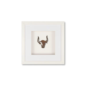 Quadratwerk Wandbild Nahaufnahme Urban Rust The Bull 27cm - Rahmen Weiß, Hintergrund Weiß, Passepartout Weiß/Weiß