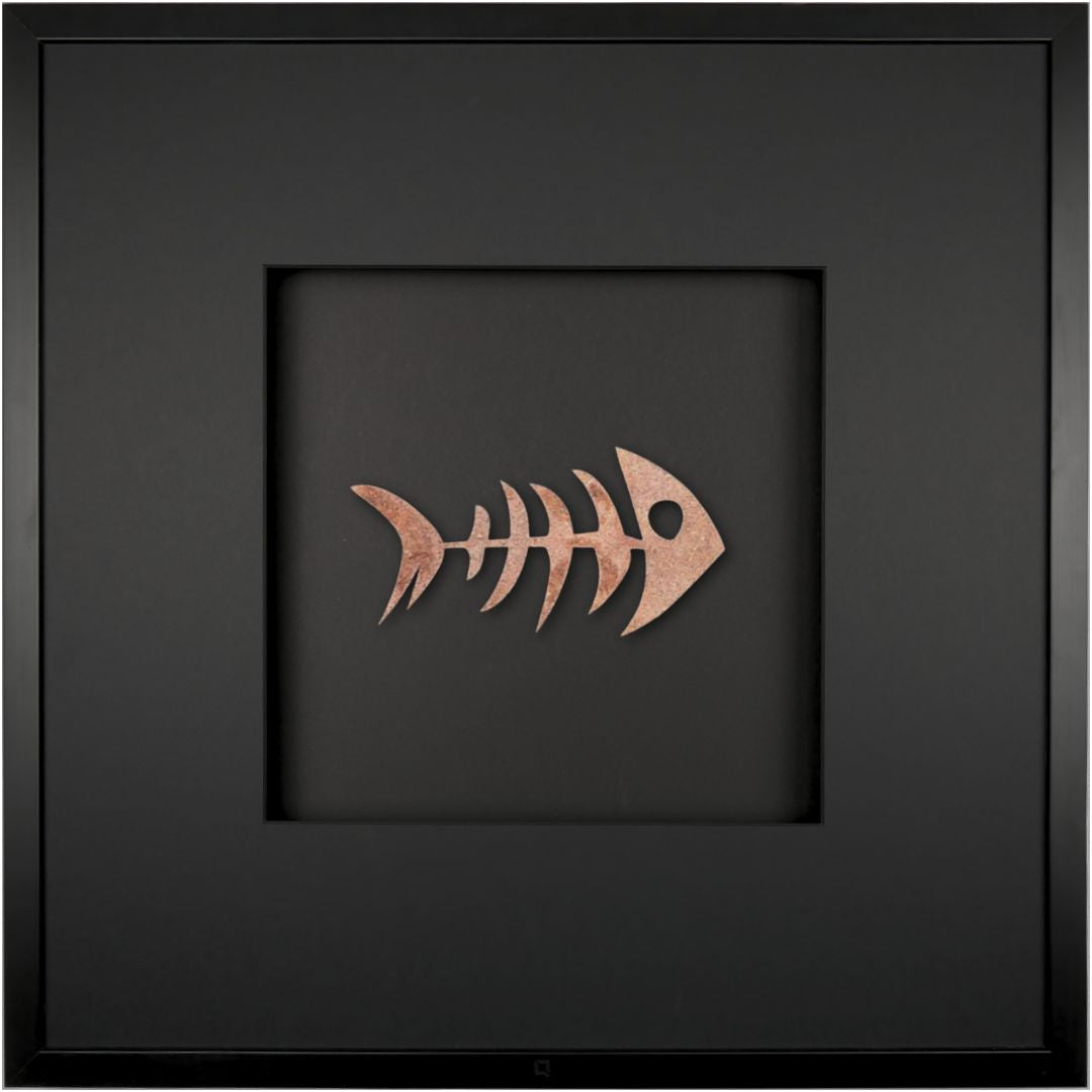 Quadratwerk Wandbild Nahaufnahme Urban Rust Fish 58cm - Rahmen Schwarz, Hintergrund Schwarz, Passepartout Schwarz/Schwarz