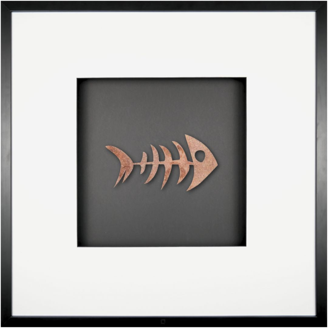 Quadratwerk Wandbild Nahaufnahme Urban Rust Fish 58cm - Rahmen Schwarz, Hintergrund Schwarz, Passepartout Weiß/Schwarz