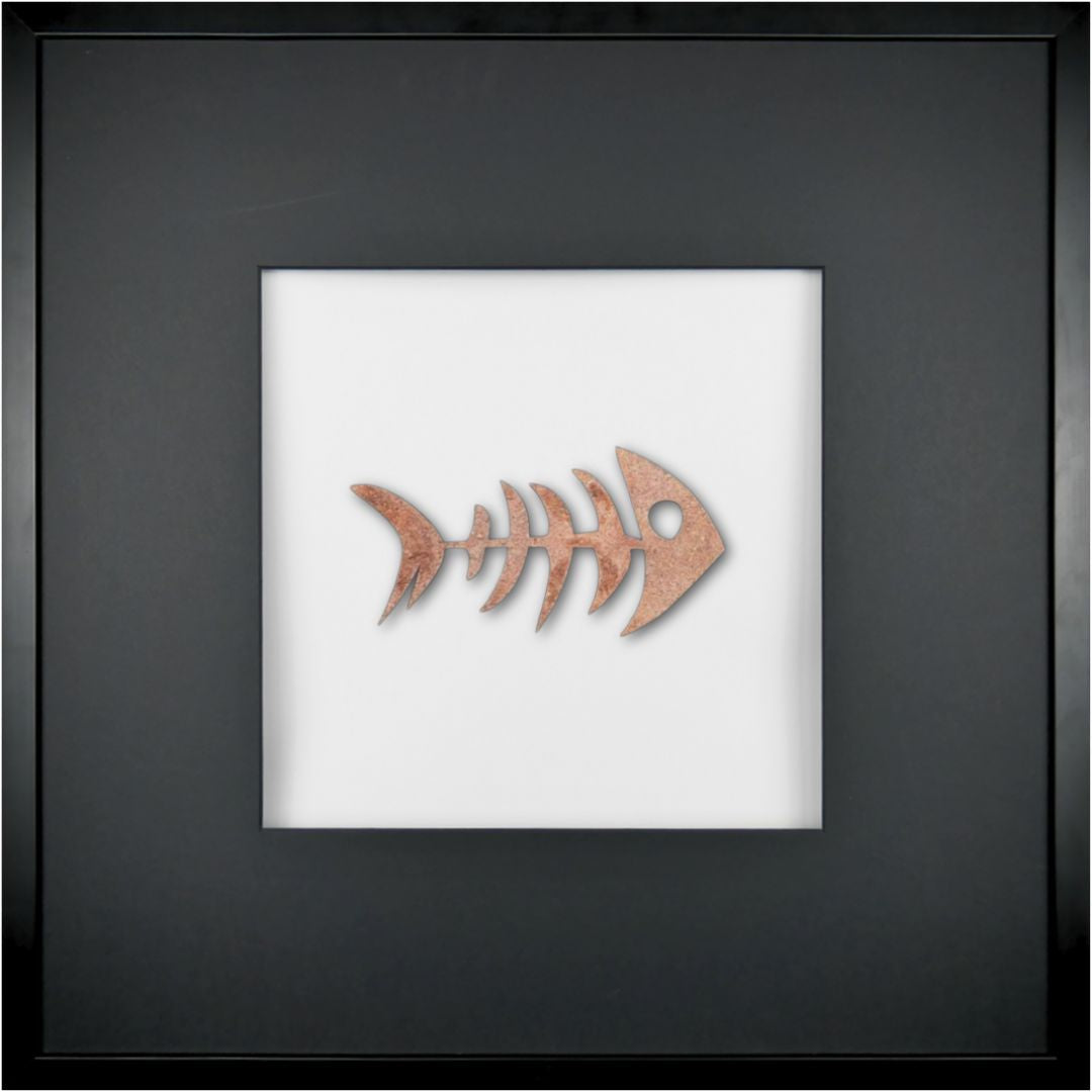 Quadratwerk Wandbild Nahaufnahme Urban Rust Fish 58cm - Rahmen Schwarz, Hintergrund Weiß, Passepartout Schwarz/Schwarz