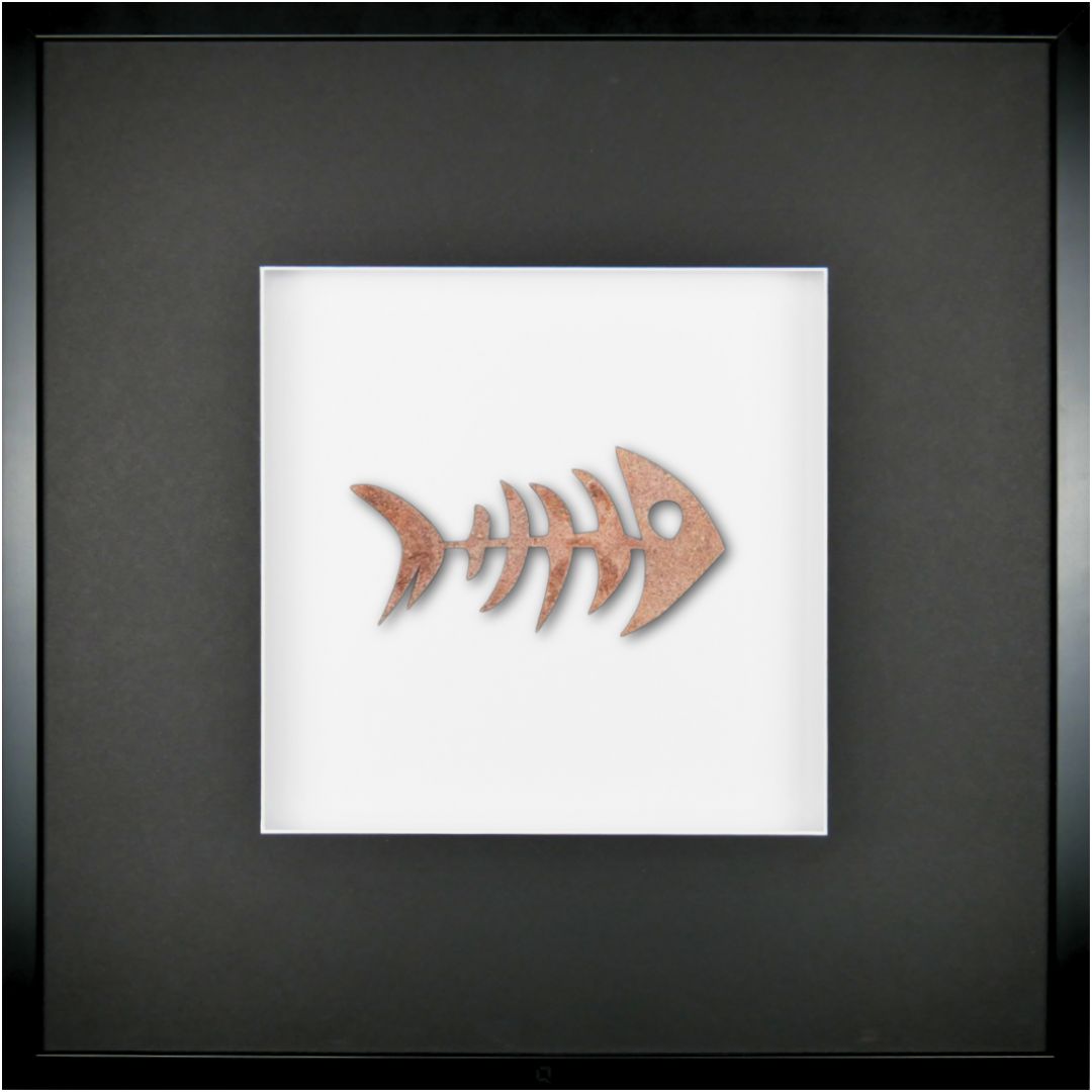 Quadratwerk Wandbild Nahaufnahme Urban Rust Fish 58cm - Rahmen Schwarz, Hintergrund Weiß, Passepartout Schwarz/Weiß