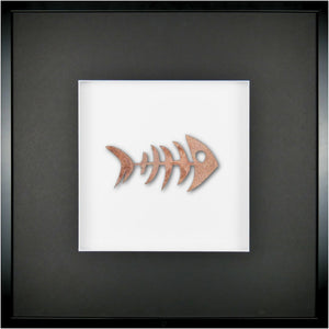 Quadratwerk Wandbild Nahaufnahme Urban Rust Fish 58cm - Rahmen Schwarz, Hintergrund Weiß, Passepartout Schwarz/Weiß