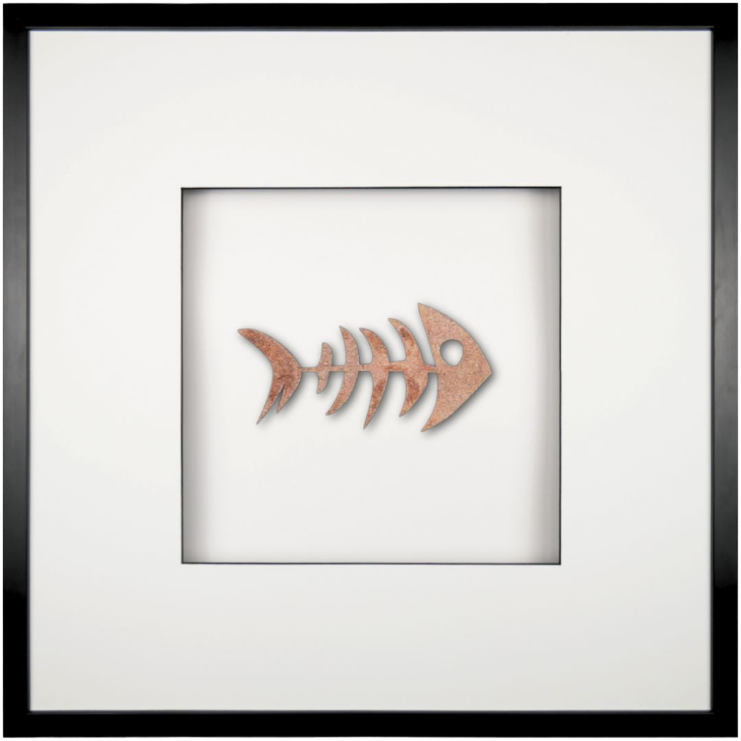 Quadratwerk Wandbild Nahaufnahme Urban Rust Fish 58cm - Rahmen Schwarz, Hintergrund Weiß, Passepartout Weiß/Schwarz