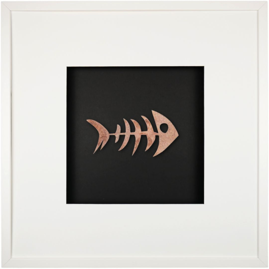Quadratwerk Wandbild Nahaufnahme Urban Rust Fish 58cm - Rahmen Weiß, Hintergrund Schwarz, Passepartout Weiß/Schwarz