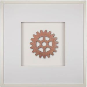 Quadratwerk Wandbild Urban Rust Gear 58cm - Rahmen Weiß, Hintergrund Weiß, Passepartout Weiß/Weiß
