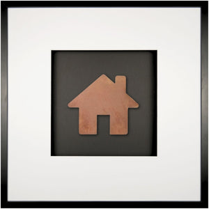 Quadratwerk Wandbild Urban Rust Haus 58cm - Rahmen Schwarz, Hintergrund Schwarz, Passepartout Weiß/Weiß