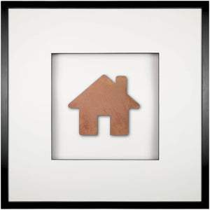 Quadratwerk Wandbild Urban Rust Haus 58cm - Rahmen Schwarz, Hintergrund Weiß, Passepartout Weiß/Schwarz