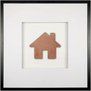 Quadratwerk Wandbild Urban Rust Haus 58cm - Rahmen Schwarz, Hintergrund Weiß, Passepartout Weiß/Weiß