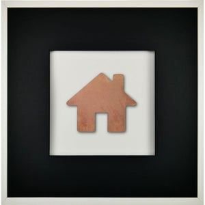Quadratwerk Wandbild Urban Rust Haus 58cm - Rahmen Weiß, Hintergrund Weiß, Passepartout Schwarz/Schwarz