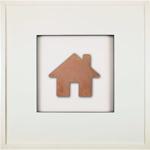 Quadratwerk Wandbild Urban Rust Haus 58cm - Rahmen Weiß, Hintergrund Weiß, Passepartout Weiß/Schwarz