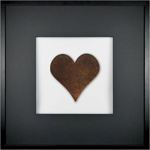 Quadratwerk Wandbild Urban Rust Heart 58cm - Rahmen Schwarz, Hintergrund Weiß, Passepartout Schwarz/Schwarz