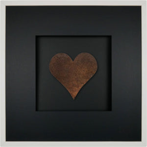 Quadratwerk Wandbild Urban Rust Heart 58cm - Rahmen Weiß, Hintergrund Schwarz, Passepartout Schwarz/Schwarz