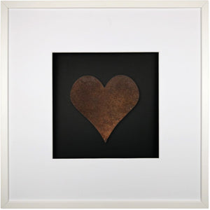 Quadratwerk Wandbild Urban Rust Heart 58cm - Rahmen Weiß, Hintergrund Schwarz, Passepartout Weiß/Weiß