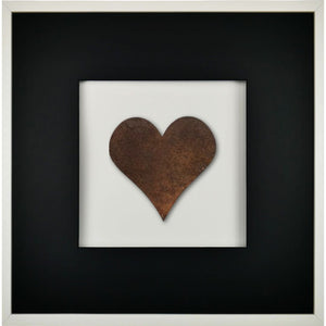 Quadratwerk Wandbild Urban Rust Heart 58cm - Rahmen Weiß, Hintergrund Weiß, Passepartout Schwarz/Schwarz