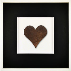 Quadratwerk Wandbild Urban Rust Heart 58cm - Rahmen Weiß, Hintergrund Weiß, Passepartout Schwarz/Weiß