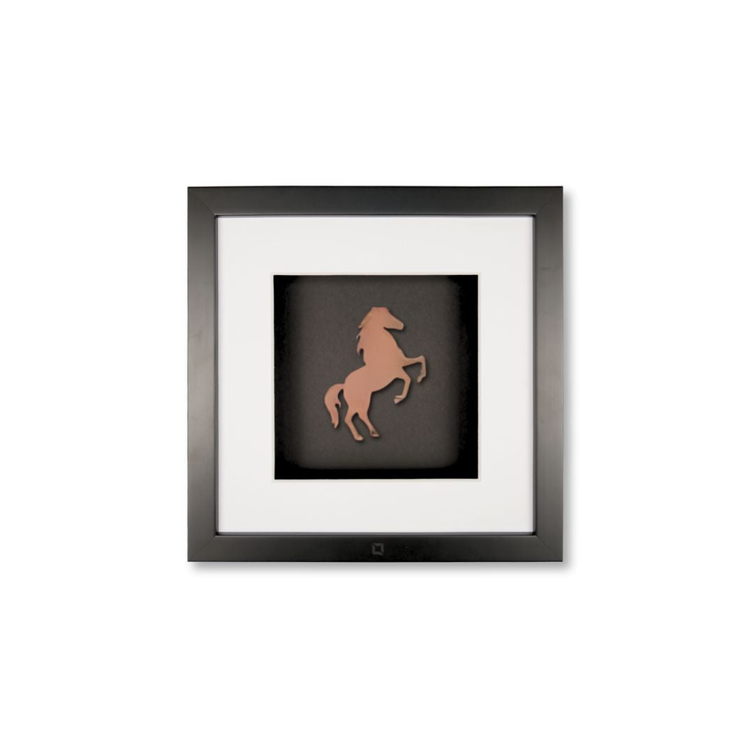 Quadratwerk Wandbild Urban Rust Horse 27cm - Rahmen Schwarz, Hintergrund Schwarz, Passepartout Weiß/Weiß