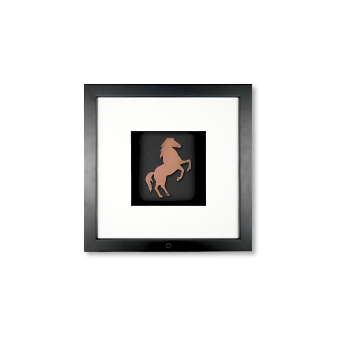 Quadratwerk Wandbild Urban Rust Horse 27cm - Rahmen Schwarz, Hintergrund Schwarz, Passepartout Weiß/Schwarz