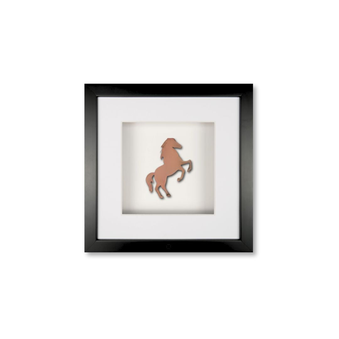 Quadratwerk Wandbild Urban Rust Horse 27cm - Rahmen Schwarz, Hintergrund Weiß, Passepartout Weiß/Weiß