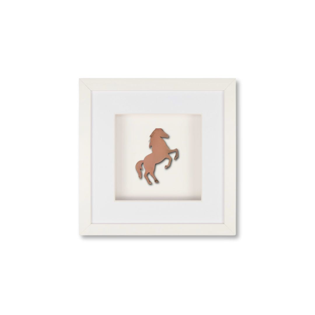 Quadratwerk Wandbild Urban Rust Horse 27cm - Rahmen Weiß, Hintergrund Weiß, Passepartout Weiß/Weiß