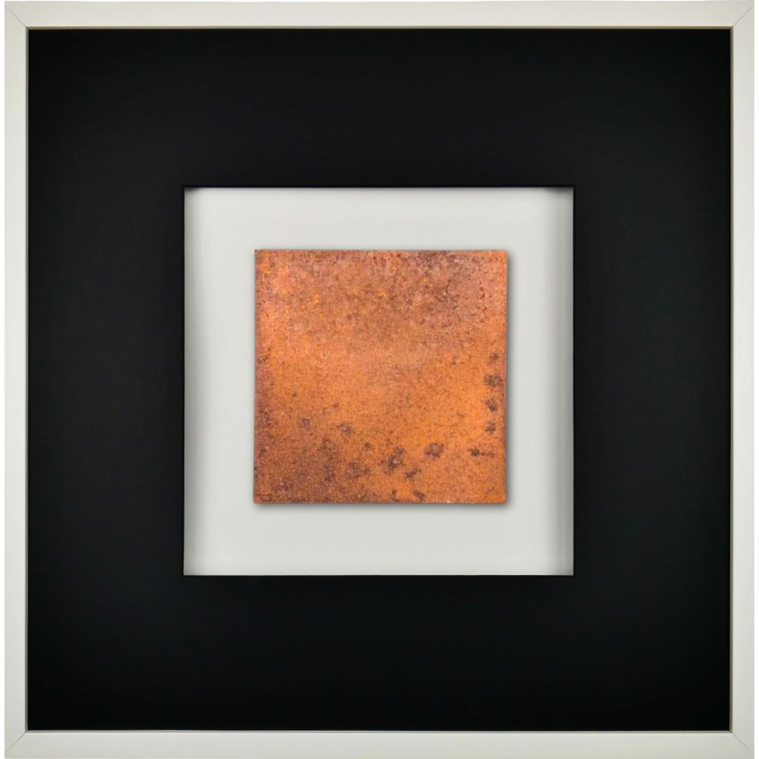 Quadratwerk Wandbild Urban Rust Quadrat 58cm - Rahmen Weiß, Hintergrund Weiß, Passepartout Schwarz/Schwarz