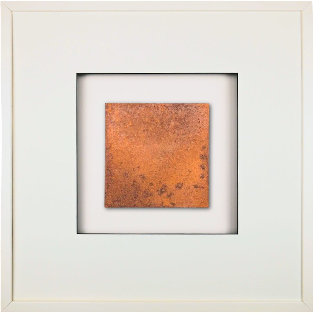 Quadratwerk Wandbild Urban Rust Quadrat 58cm - Rahmen Weiß, Hintergrund Weiß, Passepartout Weiß/Schwarz