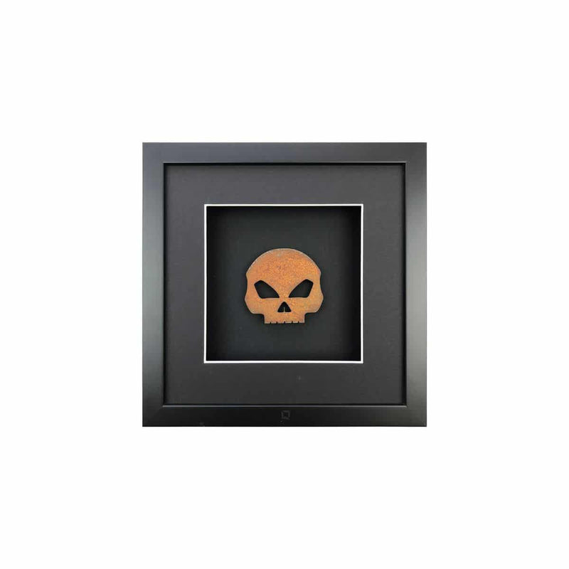 Quadratwerk Wandbild Urban Rust Skull 27cm - Rahmen Schwarz, Hintergrund Schwarz, Passepartout Schwarz/Weiß