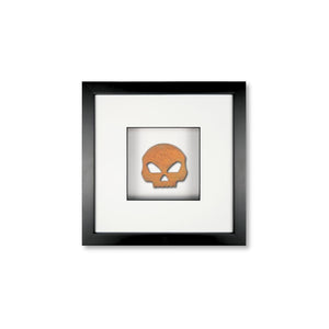 Quadratwerk Wandbild Urban Rust Skull 27cm - Rahmen Schwarz, Hintergrund Weiß, Passepartout Weiß/Schwarz