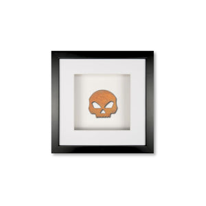 Quadratwerk Wandbild Urban Rust Skull 27cm - Rahmen Schwarz, Hintergrund Weiß, Passepartout Weiß/Weiß