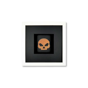 Quadratwerk Wandbild Urban Rust Skull 27cm - Rahmen Weiß, Hintergrund Schwarz, Passepartout Schwarz/Schwarz