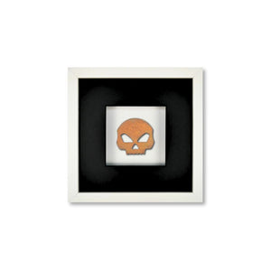 Quadratwerk Wandbild Urban Rust Skull 27cm - Rahmen Weiß, Hintergrund Weiß, Passepartout Schwarz/Schwarz